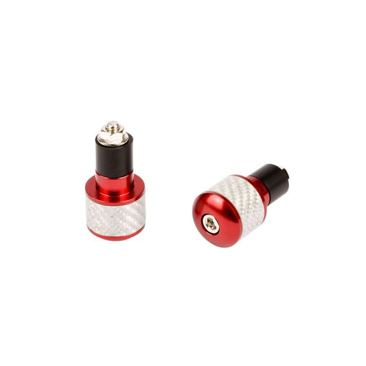 Embouts guidon moto carbone blanc anodisés rouge Ø17 aluminium