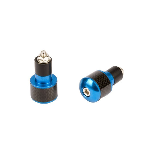 Embouts de guidon moto carbone noir bleu anodisé Ø17