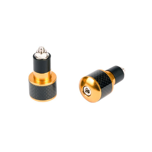 Embouts de guidon ronds 17 mm carbone noir et anodisés jaune pour moto