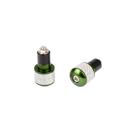 Embouts de guidon moto carbone blanc anodisés vert Ø17 aluminium