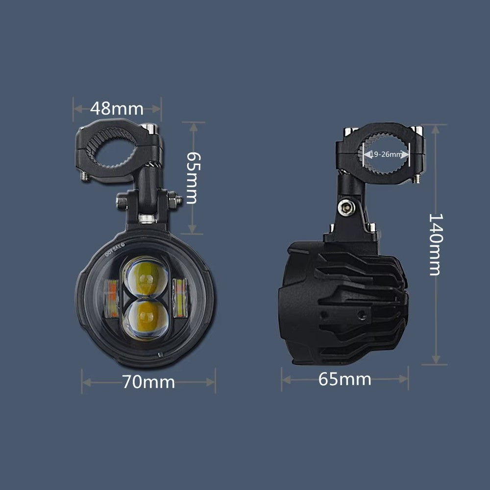 Feux Additionnels Moto LED 60W - Phares Moto Puissants IP67, Lumière Blanche/Jaune, 2 Pièces
