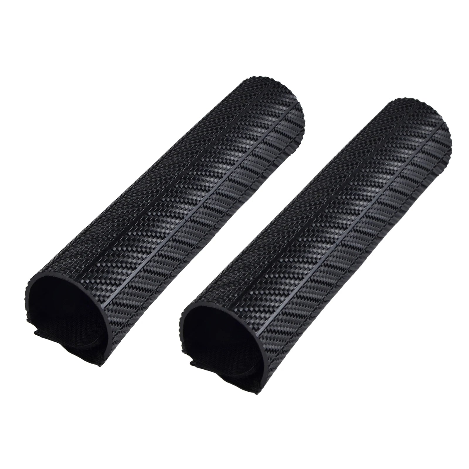 Fourreaux de protection de fourche moto noir style carbone, ajustables et résistants aux chocs