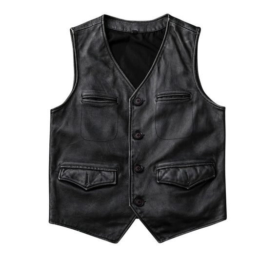 Gilet en cuir pour biker vintage