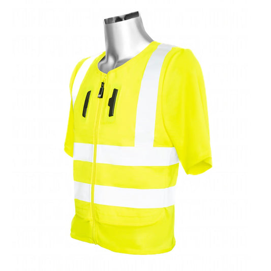 Gilet rafraîchissant jaune fluo haute visibilité EPI classe II manches courtes