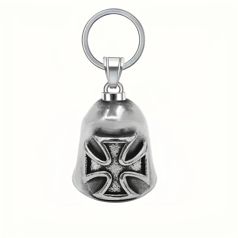 Clochette Guardian Bell Custom Chopper pour moto, croix en relief, alliage de zinc stylisé