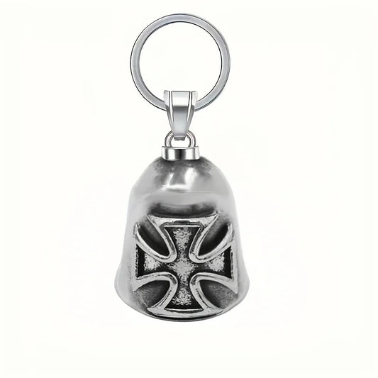 Clochette Guardian Bell Custom Chopper pour moto, croix en relief, alliage de zinc stylisé