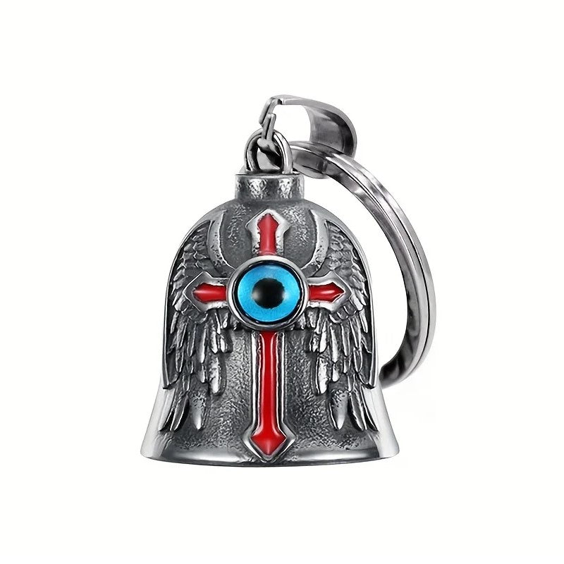 Clochette Guardian Bell œil bleu et croix rouge porte-bonheur pour motard