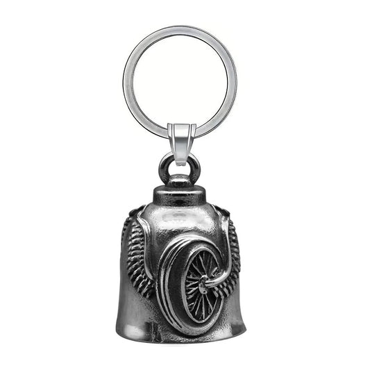 Clochette Guardian Bell roue ailée en alliage de zinc pour protection moto et porte-bonheur biker