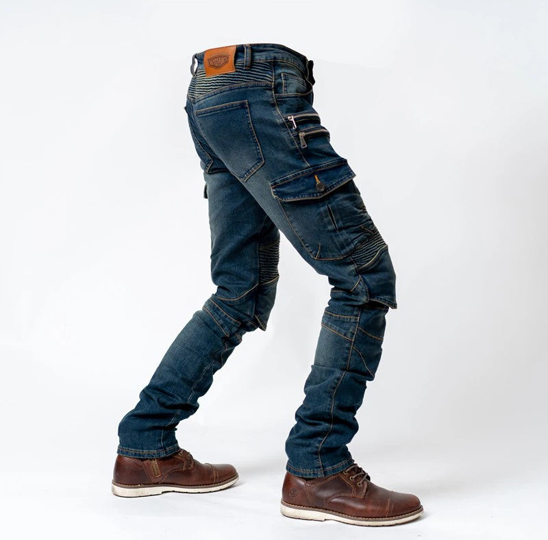 Jeans de Moto pour Hommes Surpantalon Moto 4 Coussins de Protection Genou  Hanche (Color : Blue, Taille : S) : : Auto et Moto