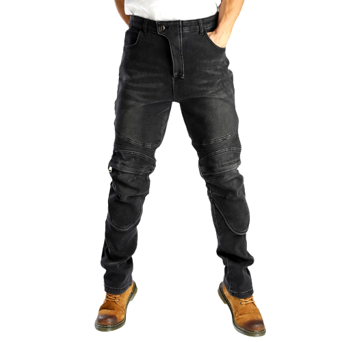 Jeans De Moto Pour Hommes Avec Protection Blindée CE - Genouillères Et Hanches Renforcées - Coupe Droite Confortable