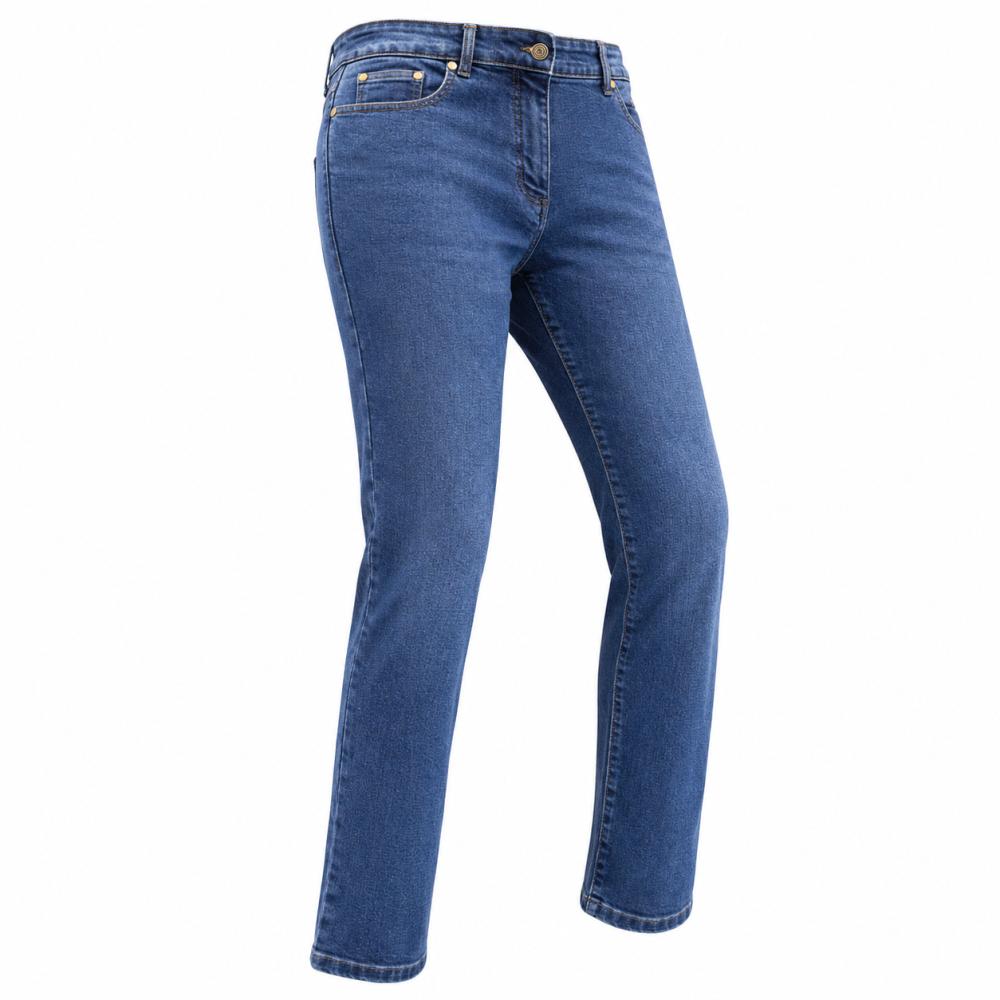 Jean moto femme Heritage renforcé bleu homologué AA protections genoux et hanches