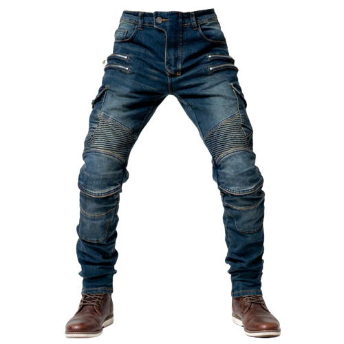 Pantalon Moto Homme En Jean Avec Protections - 4 Armures Genoux Et Hanches, Résistant Et Confortable