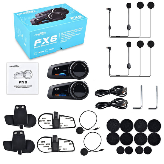 FX6 Kit bluetooth Intercom duo pour casque intégral de moto main libre