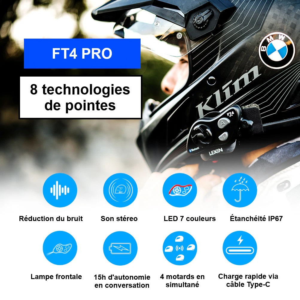 Kit intercom moto - FT4 PRO