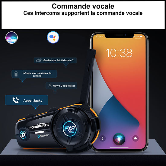 FX8 PRO Intercom bluethooth moto duo avec kit main libre