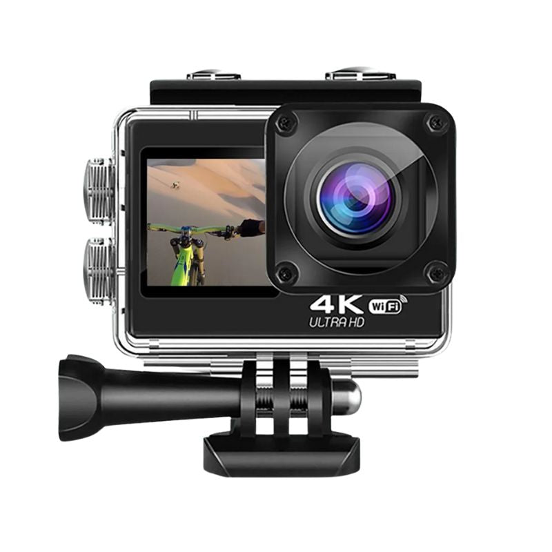 Caméra sport 4k étanche avec double écran pour moto et sport extrême