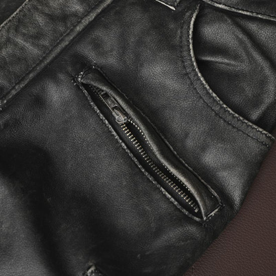 Pantalon de Moto Vintage en Cuir pour Homme