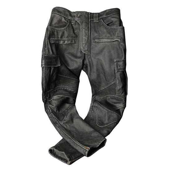 Pantalon moto cuir noir haute protection - Pantalon moto en cuir