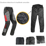 Pantalon de moto avec doublure chauffante amovible