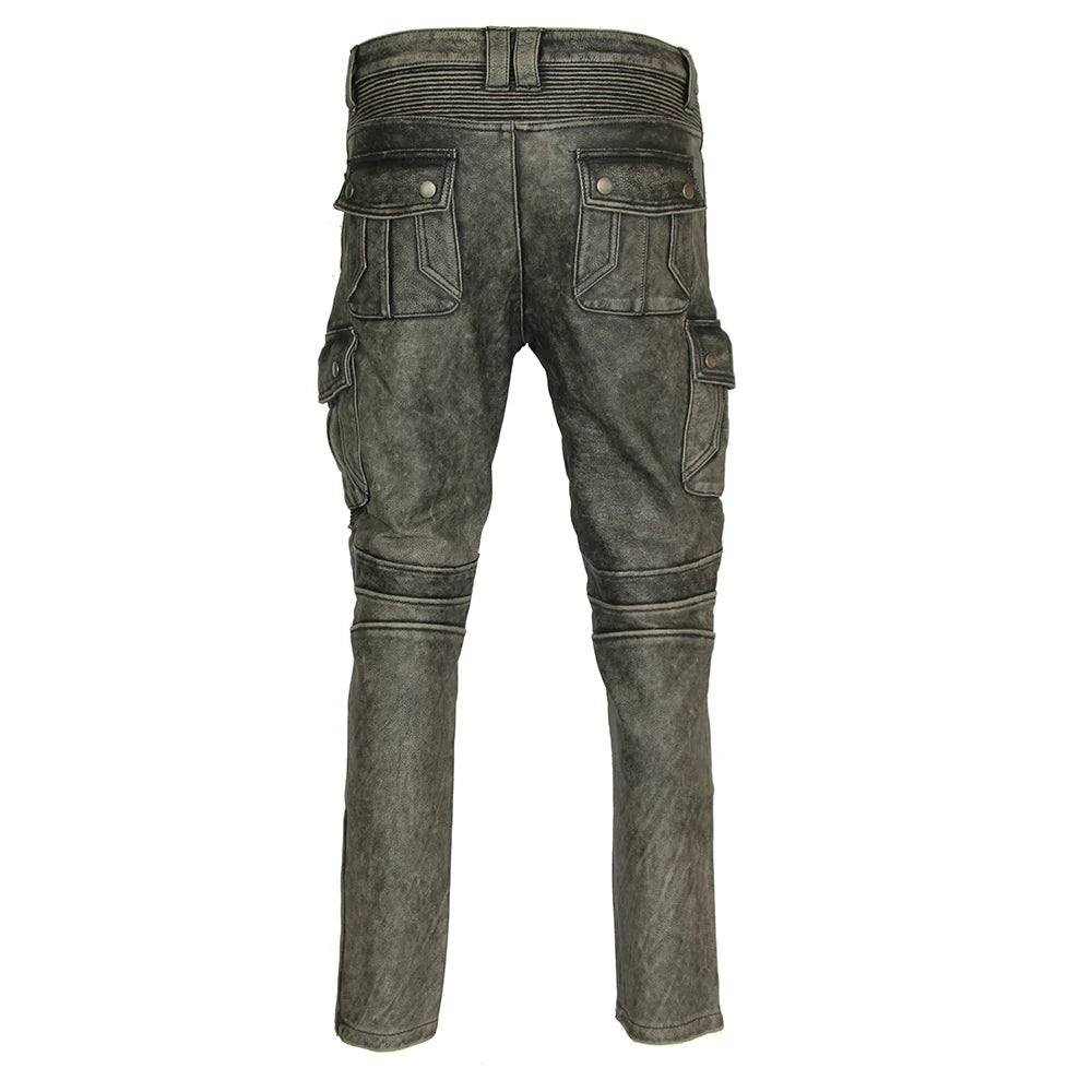 Pantalon de motard en cuir pour homme, surintendant américain en PU Pantalon de motard en cuir pour homme, surintendant américain en PU