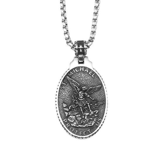 Pendentif Saint Michael pour motards en acier inoxydable argent