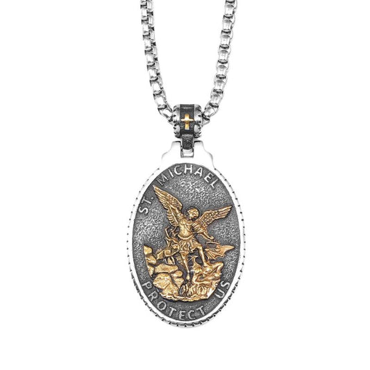 Pendentif Saint Michael pour motards en acier inoxydable or
