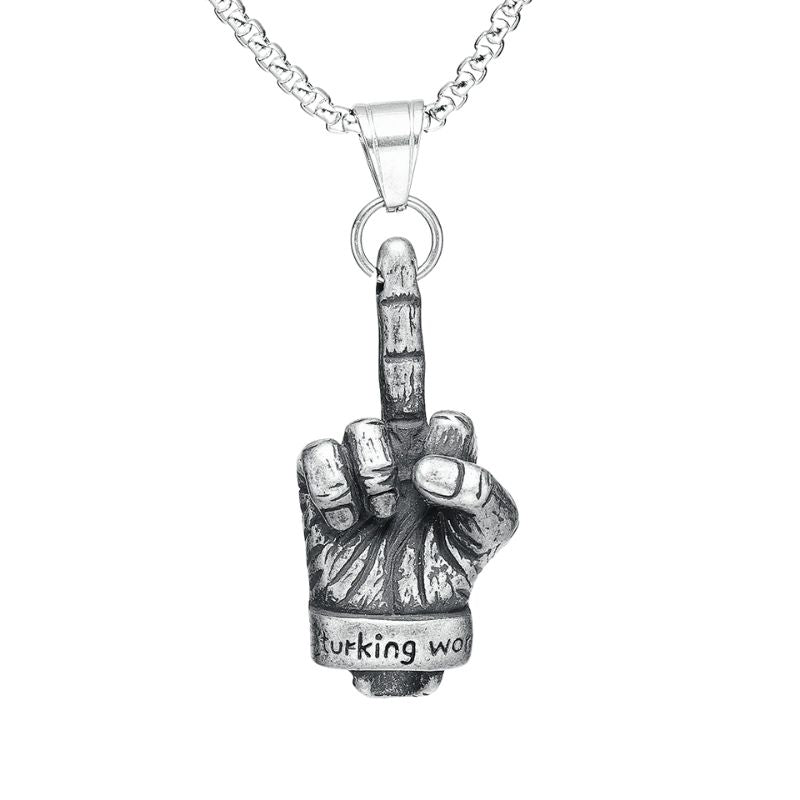 Pendentif motard main rebelle en acier inoxydable 316L