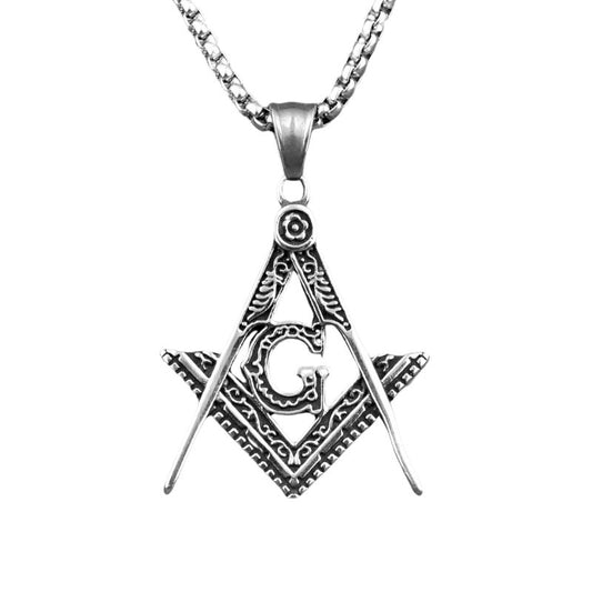 Pendentif maçonnique en acier inoxydable 316L avec compas et équerre