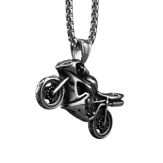 Pendentif moto GP en acier inoxydable pour passionnés de vitesse