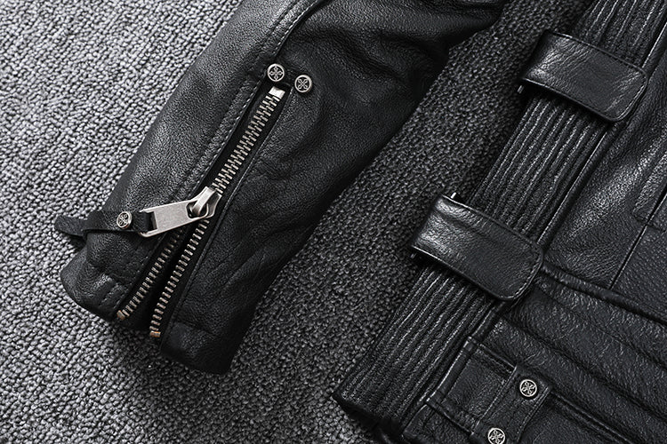 Perfecto En Cuir Riva Pour Homme - Taille 44 - Noir - Occasion Très Bon état