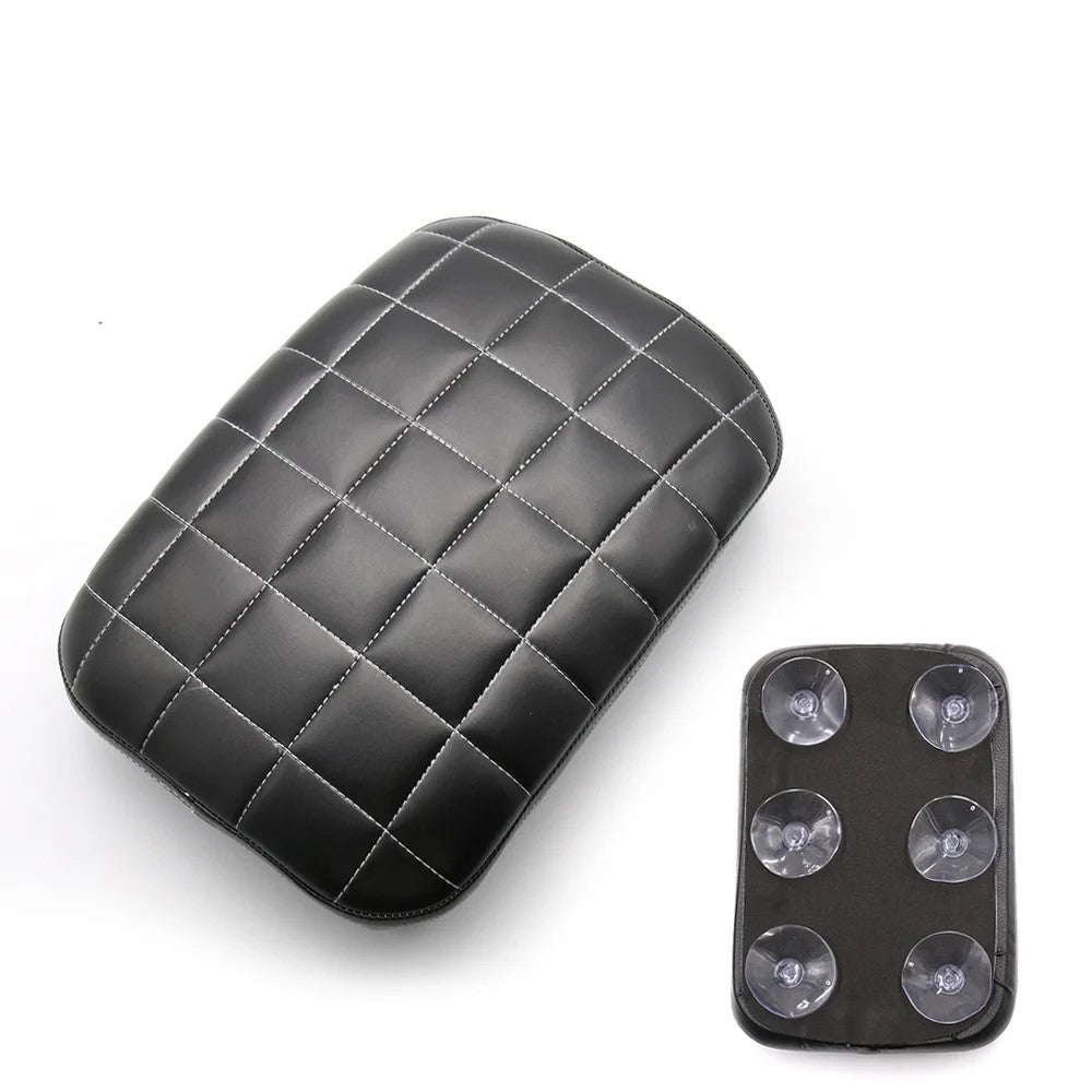 Pouf moto arrière avec ventouses et motif losange noir, assise passager confort pour custom ou Harley