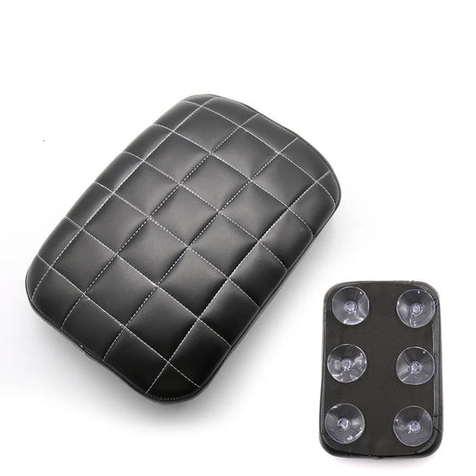 Pouf moto arrière avec ventouses et motif losange noir, assise passager confort pour custom ou Harley