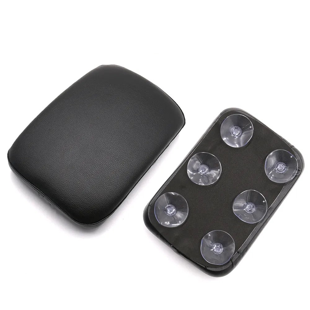 Coussin arrière moto noir lisse avec fixation ventouses, idéal passager custom ou roadster