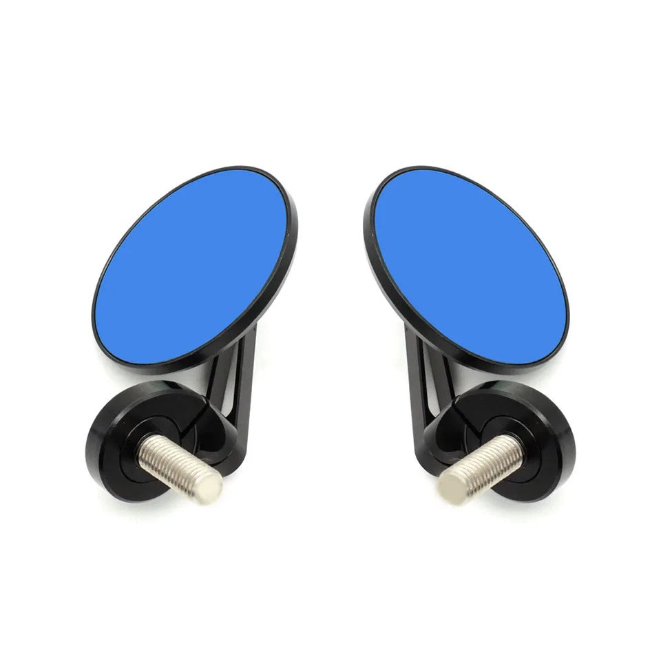 Paire de rétroviseurs moto noirs avec miroir bleu antireflet pour meilleure visibilité