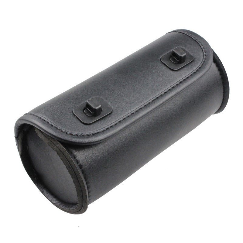 Sacoche de fourche moto noire souple avec fixations discrètes