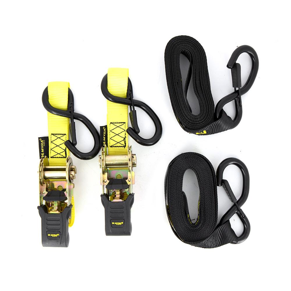 Sangles moto avec cliquets 4.5 mètres 680 kg jaunes et noires