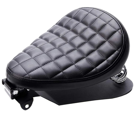 Selle universelle bobber noire avec surpiqûres carrées pour un style moderne et un confort optimal