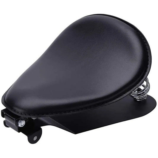 Selle moto noire unie avec ressorts, idéale pour custom ou bobbe
