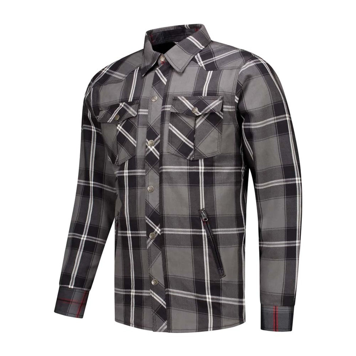 Surchemise moto kevlar homologuée CE homme style urbain carreaux noir gris