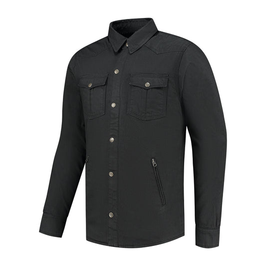 Surchemise moto kevlar noire homologuée CE niveau A avec protections intégrées