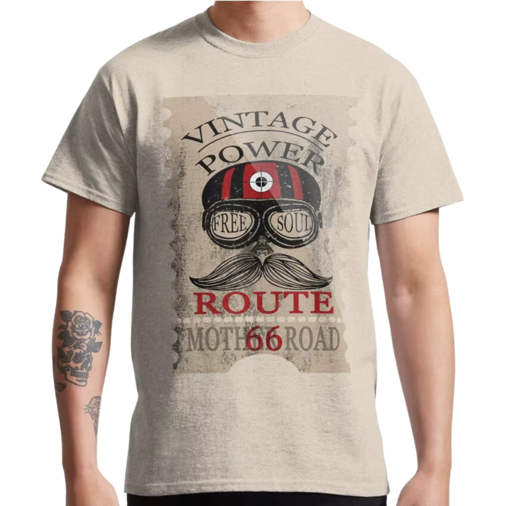 T-shirt-moto-route-66-vintage-power