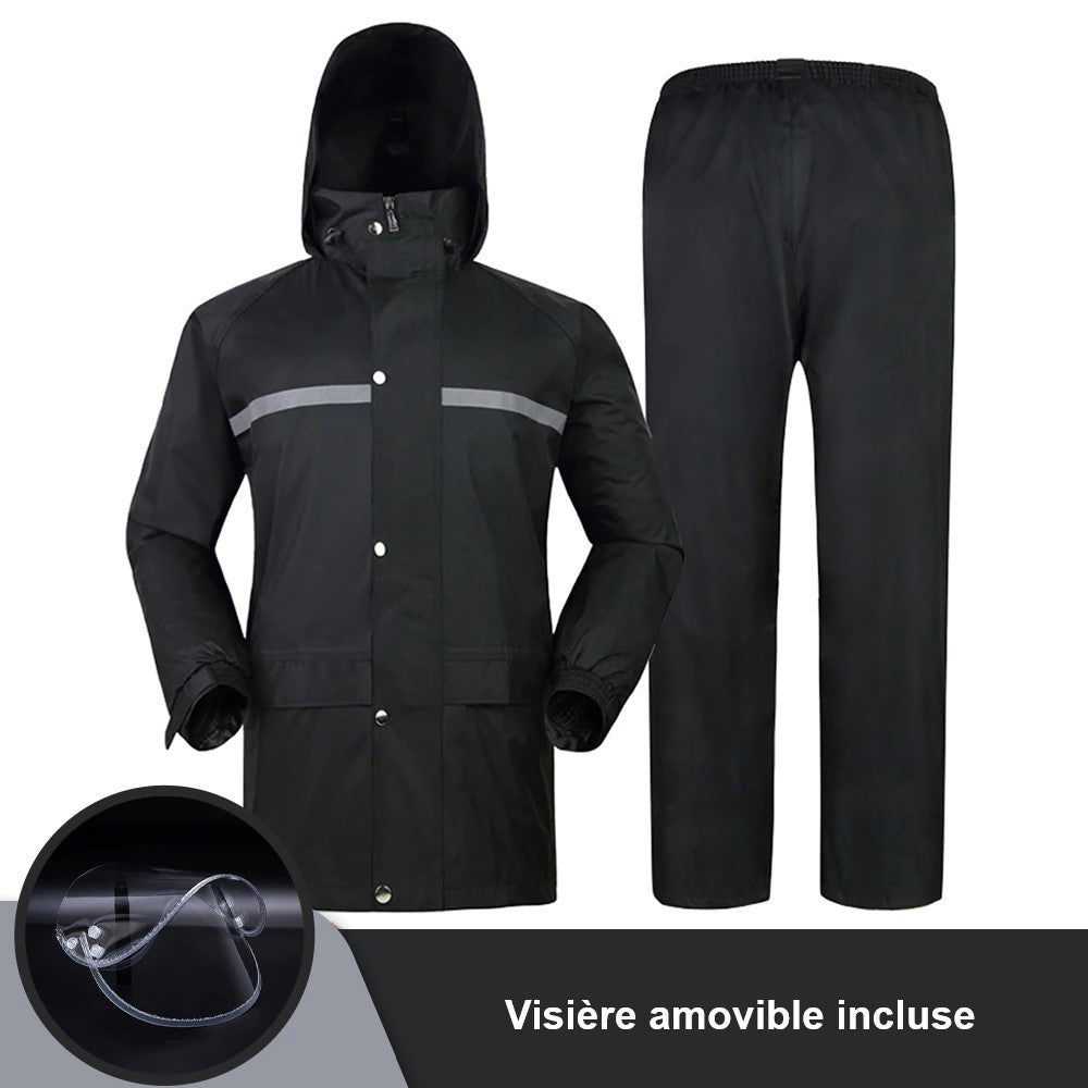 YLZBA Tenue de Pluie Moto Homme,Combinaison de Pluie Velo (Veste + Pantalon)  100% étanche, Respirante,Combinaison Imperméable à Capuche Imperméable et  Réfléchissante Pantalon de Pluie : : Auto et Moto