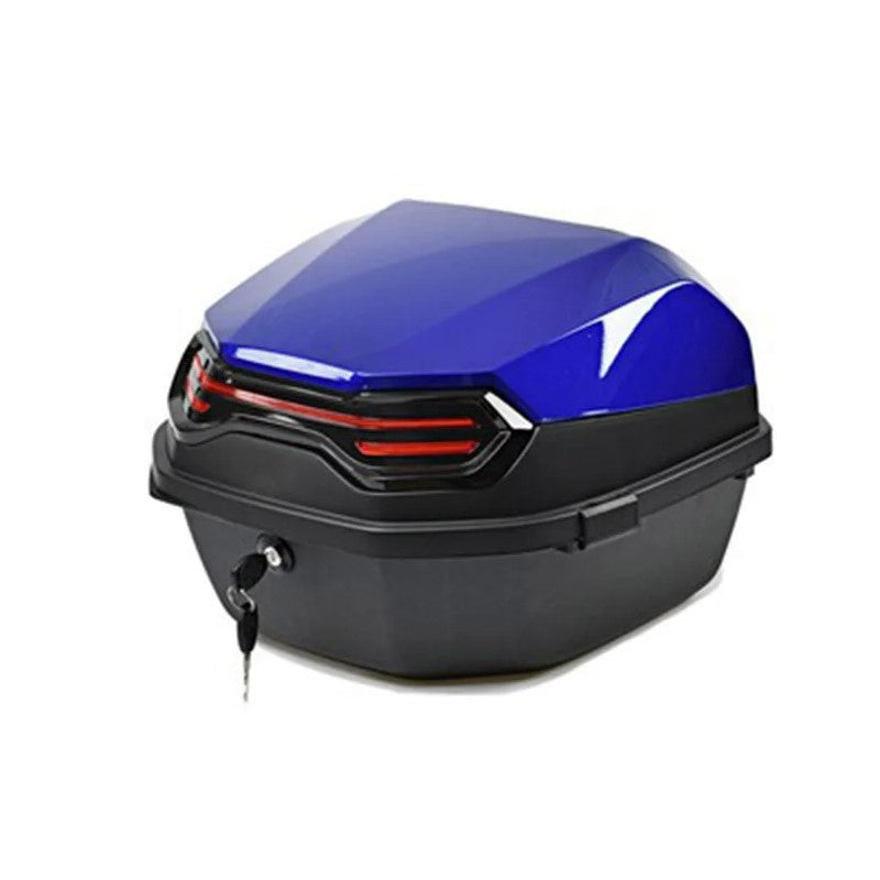 Top case moto 30L bleu brillant avec éclairage arrière intégré
