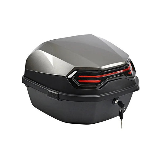 Top case moto 30L gris anthracite métallisé avec feux LED rouges