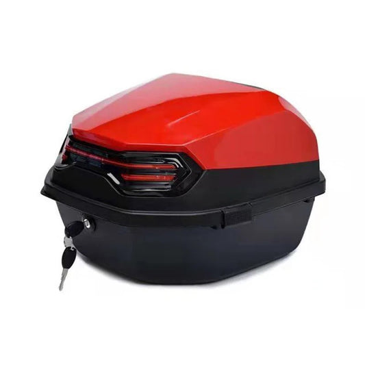 Top case moto 30L rouge brillant au design moderne avec éclairage arrière 