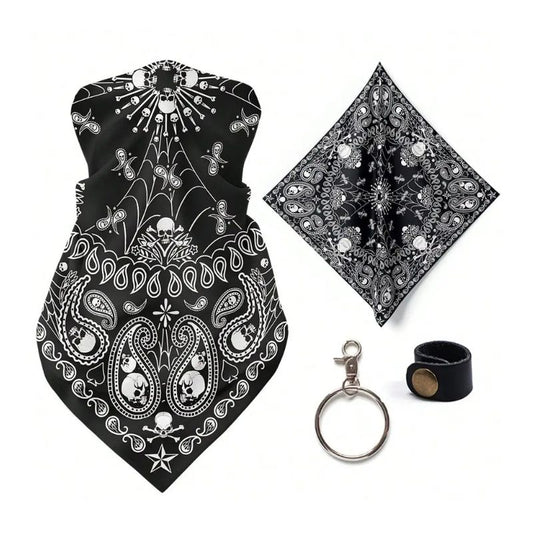 Tour de cou moto noir crâne motif biker coupe-vent