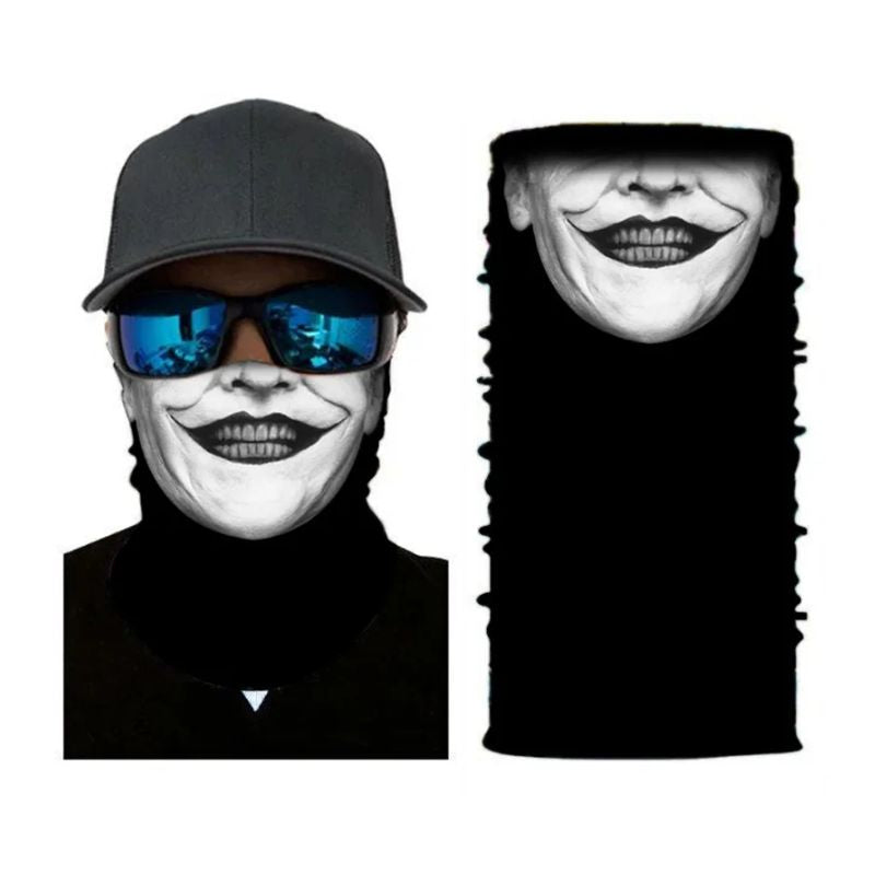 Tour de cou moto femme souriante noir blanc original