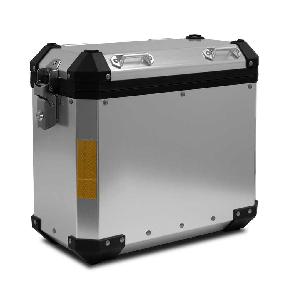 Valise latérale moto aluminium argenté 38L S-Line avec angles protégés