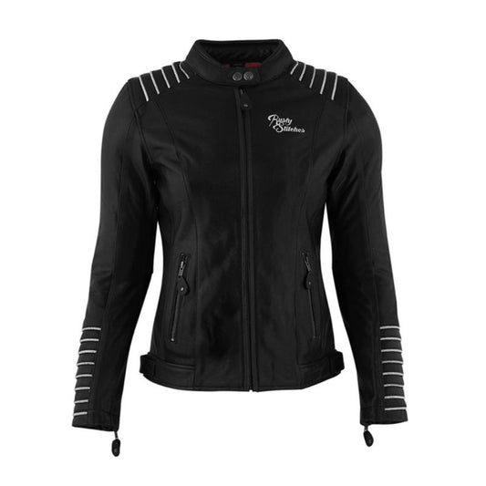 Veste cuir femme moto noire homologuée CE avec protections