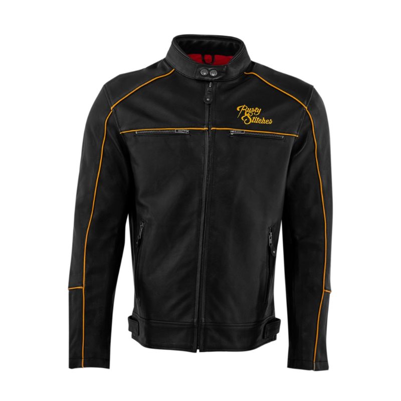 Veste cuir motard homme noir rétro avec protections CE